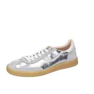 Women's shoes MOMA 7 (EU 37) sneakers silver shiny leather gray suede BC788-37