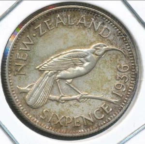 New Zealand 1936 Sixpence 6d George V (Silver) - Extra Fine - Bild 1 von 3