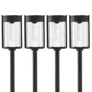 GTX Naturally Solar LED Pathway Vintage Style Lights 4 Pack Garden Lights Black - Picture 1 of 6
