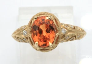 2.42 Carat Spessartite Garnet & Diamond Ring 14K Yellow Gold Retail $2,275.00 - Picture 1 of 6