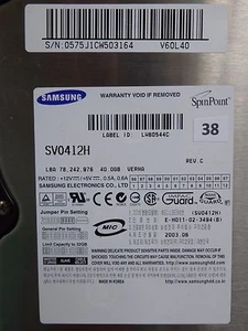 Samsung SV0412H | S/N: 0575J1CW503164 | 2003.06 | 40 GB disco duro #38 - Imagen 1 de 1