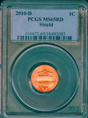 2010-D Lincoln Shield Cent Graded MS65 RD by PCGS - Image 1 of 3