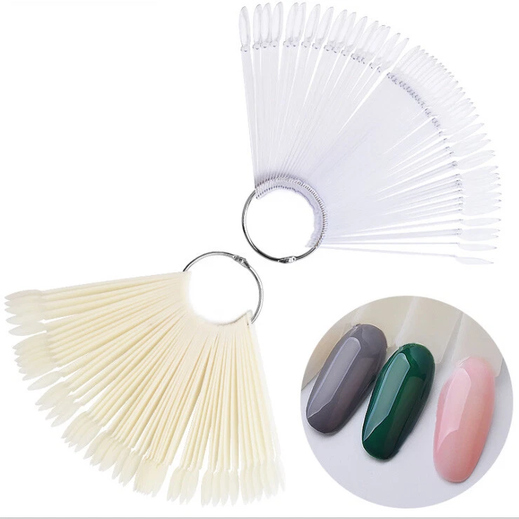 50Pcs False Display Nail Art Fan Wheel Polish Practice Tips Sticks Tools DIY - Image 1 of 4