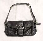 COACH Black Leather SOHO Hobo Buckle Flap Purse Shoulder Bag K04S-3653 CLEAN!!!