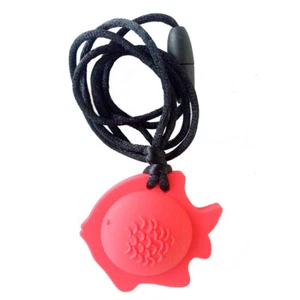 Chubuddy Fish Chewy Pendant With Breakaway Clasp Necklace- Red Color - Picture 1 of 5