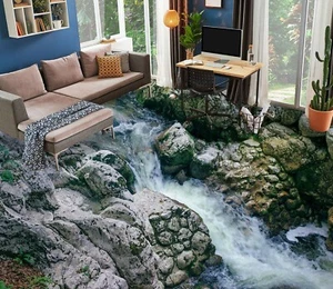 3D White Rock River SKE1647 Floor Wall Paper Wall Print Decal Wall Deco Bea - Picture 1 of 5