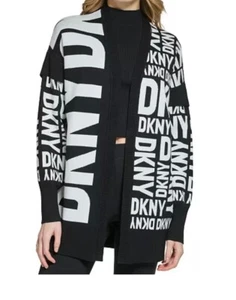 DKNY Long Sleeve Exploded Logo Cardigan - SIZE S - Picture 1 of 1