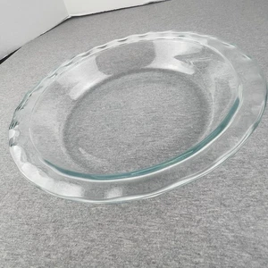 Pyrex C209 11” Clear Pie Plate Baking Dish, Fluted Scalloped Edge, 2” Deep, USA - Picture 1 of 5