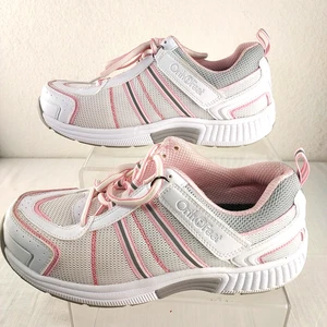 Orthofeet Tahoe 916 Women 7.5 A Athletic Walking Shoes White Pink Gray Lace Up - Picture 1 of 10