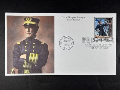 US FDC David Farragut 1995 Mystic Stamp Cover Union Admiral 32c a885 - Image 1 of 2