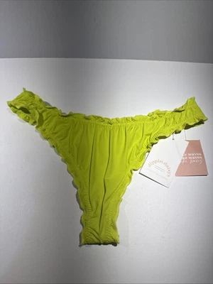 Biquíni Dippin Margarida Verde Neon Babado Atrevido Tanga Feminino Tamanho Médio Novo com etiquetas - Imagem 1 de 4