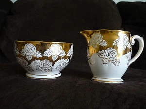 PRECIOSA CREMA Y AZÚCAR PORCELANA HUESO REINA ANNE VINTAGE, INGLATERRA - Imagen 1 de 6