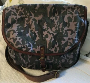 LUCKY BRAND Canvas/Leather Trim Large Messenger Purse Bag-NICE - Picture 1 of 8