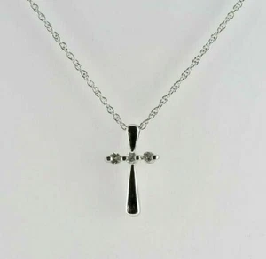 14 Karat Weißgold Diamant Kreuz auf doppelgebundener Kette um 1990 - Bild 1 von 3