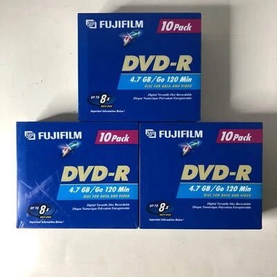 3 X Fujifilm 10 Pack DVD-R 4.7 GB/ Go 120 Min Disc For Data And Video - Image 1 of 4