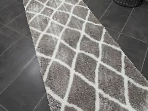 Grey flokati shaggy modern Turkish Made hallway carpet rug runner -soft pile - Picture 1 of 5