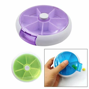 1 Round 7 Day Medicine Pill Vitamin Box Case Storage Dispenser Organizer Holder - Picture 1 of 1