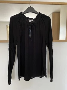 GAP Ladies Black Long Sleeve Sheer Tie Neck Blouse Size XS - Picture 1 of 3