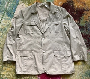 LL Bean Field Jacket Utility Coat Safari Blazer Elbow Patches Mens Size 50 Tall - Picture 1 of 11