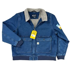 Carhartt Damen Gr. XL Denim Sherpa gefütterte Jacke Chore Western Ranch Relaxed Fit - Bild 1 von 8