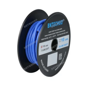 10 Gauge Flexible Silicone Wire Blue 25 ft 600V 200 deg C Tinned Copper Wire - Picture 1 of 4