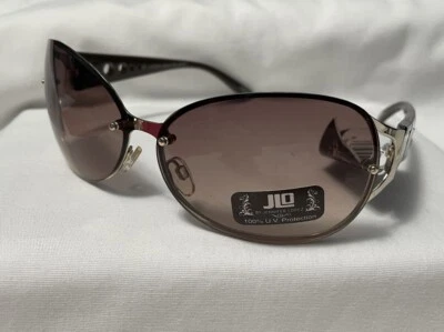Gafas de sol para mujer JLO Jennifer Lopez marrón plateado círculo abierto detalle brazo Foto 1 de 4