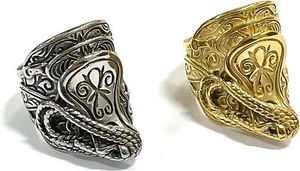 Saddle Ring 18K Real Gold Plated Silver Stainless Steel Jewelry pinky Mens - Picture 1 of 1