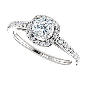 1,00 Karat Kissen Moissanit Forever One Halo Stil Ring 14K Charles & Colvard  - Bild 1 von 4