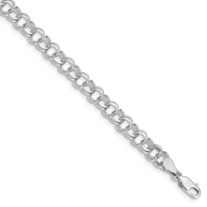 14K White Gold Double Link Chain Bracelet 8" 8.68g Gift for Mother - Picture 1 of 3