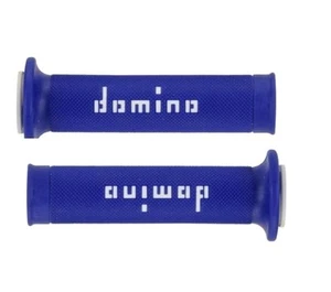 COPPIA MANOPOLE DOMINO FORATE BLU/BIANCHE PER GILERA RUNNER 180 - Imagen 1 de 1