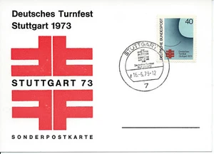 DEUTSCHES TURNFEST SUTTGART 73—TARJETA POSTAL ESPECIAL—MATASELLOS CONMEMORATIVO - Imagen 1 de 2