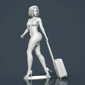 Estatuilla de resina sin pintar mujer niña y maleta separadas 1/18 1/24 1/43 1/32 - Imagen 1 de 16