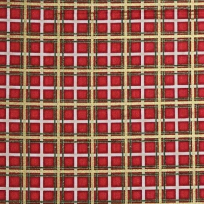 Christmas Red Plaid Fabric Metallic TIMELESS TREAS Quilters Cotton 7/8 YARD - Image 1 of 4