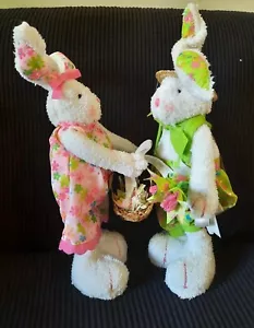 Decorative Boy And Girl pop up Easter bunnies holding a basket and flowers. - Picture 1 of 11