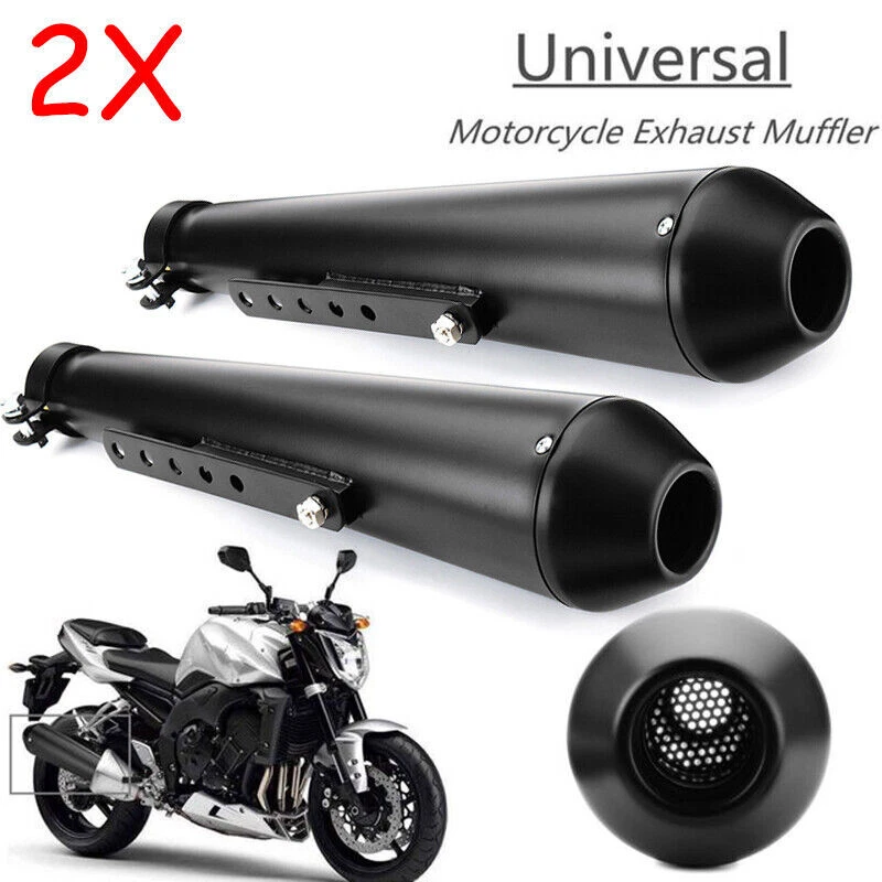 2Pc 17.5" Universal Motorcycle Motorbike Exhaust Pipe Muffler Fit For Cafe Racer - Image 1 of 4
