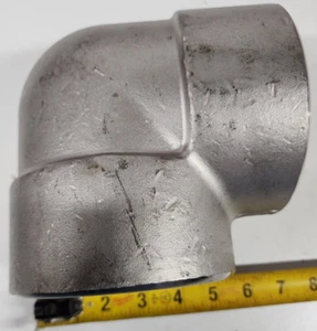 3" 90 Degree Elbow 316 Stainless Steel Class 3000 Pipe NPT Female Threaded FNPT - Picture 1 of 3