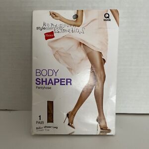 Hanes Body Shaper Pantyhose Size Q Nude Silky Sheer Leg Sheer Toe NEW!