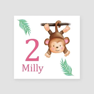 Tarjeta Personalizada Hecha a Mano Mono 2do Cumpleaños Niño Niña Hijo Nieto Hija - Imagen 1 de 7
