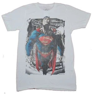 Superman Mens T-Shirt- Distressed Supes Over Words From Comics - Picture 1 of 1