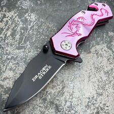 6" Tactical Fantasy Dragon Spring Assisted Pink Rescue Folding Pocket Knife