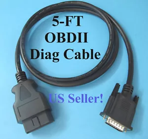 5FT OBD2 OBDII Cable Cen-Tech CenTech Code Scanner 60693 60694 60794 62119 62120 - Picture 1 of 10