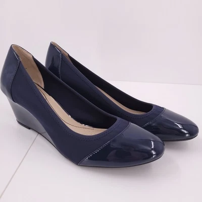 Zapatos de salón LifeStride Juliana azul marino elásticos con tacón de cuña sin cordones para mujer 12 M Foto 1 de 4