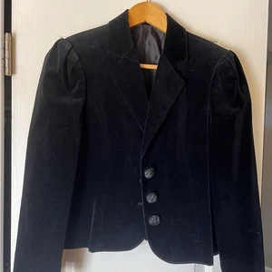 Vintage Damen Blazer schwarz Samt mit Puffärmeln klein sehr süß hochwertig - Bild 1 von 9