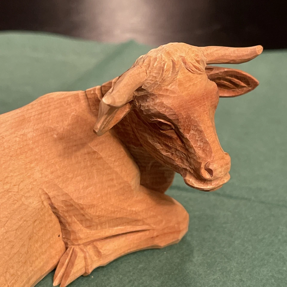 Krippenfiguren Holz Geschnitzt OCHSE Oberammergau NP 118€ 15 Cm Neu Unbenutzt - Bild 1 von 4