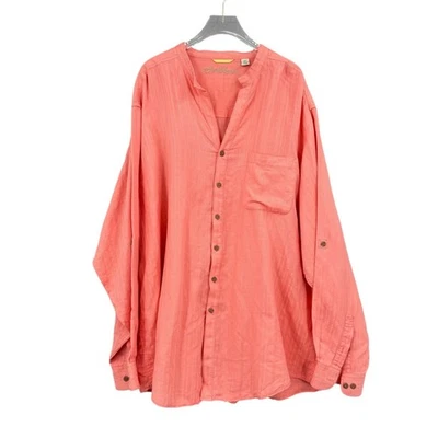 Caribbean Para Hombre 2X ALTA Coral Naranja Sin Cuello Manga Larga Camisa Abotonada Foto 1 de 4