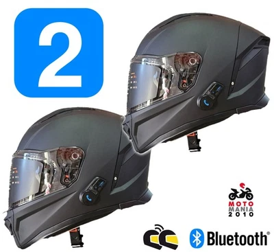 COPPIA  CASCHI INTEGRALI  CON INTERFONO BLUETOOTH INEGRATO ORIGINE PISTA BT - Immagine 1 di 4