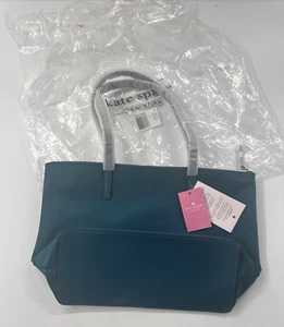 Kate Spade Handtasche Hayden The Little Teal Handtasche Tasche Beuteltasche Leder Nylon groß NEU - Bild 1 von 7