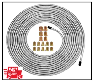 25 Ft Zinc-Coated Double-Walled Brake Line Tubing Kit, with 16 Fittings - Picture 1 of 2