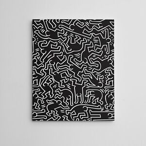 16X20" Gallery Art Canvas:  Contemporary Keith Haring Framed Hip Hop "Dancers"