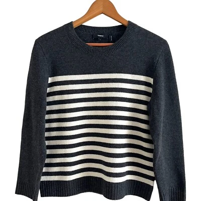 Suéter listrado pescador náutico Theory tamanho L lã feltrada encolhida cashmere - Imagem 1 de 4